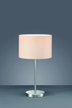 Lampe de table 1xE27, max 60W, abat-jour tissu blanc, métal nickel mat - Trio - Hotel