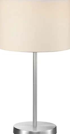 Lampe de table 1xE27, max 60W, abat-jour tissu blanc, métal nickel mat - Trio - Hotel
