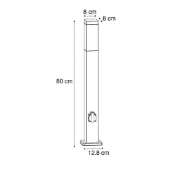 Lampe d'extérieur brun rouille 80 cm avec prise IP44 - Malios