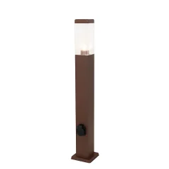 Lampe d'extérieur brun rouille 80 cm avec prise IP44 - Malios