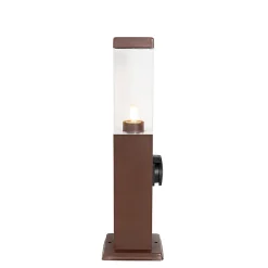 Lampe d'extérieur brun rouille 45 cm avec prise IP44 - Malios