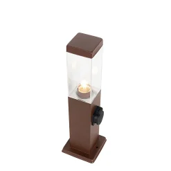 Lampe d'extérieur brun rouille 45 cm avec prise IP44 - Malios