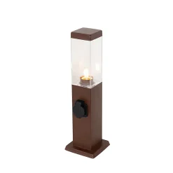 Lampe d'extérieur brun rouille 45 cm avec prise IP44 - Malios