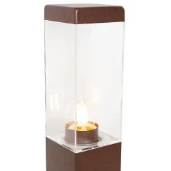 Lampe d'extérieur brun rouille 45 cm avec prise IP44 - Malios