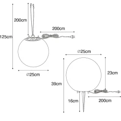 Lampe d'extérieur intelligente grise 25 cm IP65 avec WiFi A60 - Nura