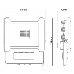 Lampe d'extérieur LED 'Projecteur' en métal et verre noir, avec LED intégrée