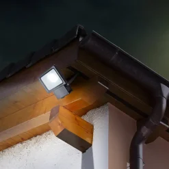 Lampe d'extérieur LED 'Projecteur' en métal et verre noir, avec LED intégrée