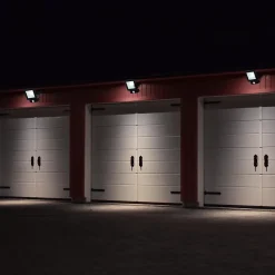 Lampe d'extérieur LED 'Radia' 30W avec capteur, en métal et verre noir, avec LED intégrée