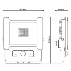 Lampe d'extérieur LED 'Radia' 30W avec capteur, en métal et verre noir, avec LED intégrée