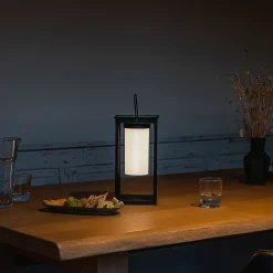 Lampe d'extérieur moderne noire avec LED et variateur solaire - Denlu