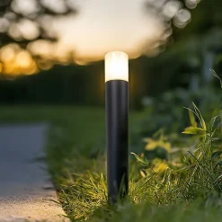 Lampe d'extérieur noire avec abat-jour blanc opale 50 cm - Odense