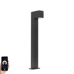 Lampe d'extérieur sur pied intelligente noire 65 cm IP44 avec Wifi GU10 - Baleno