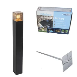 Lampe d'extérieur sur pied noire 70 cm IP44 avec verre fumé - Danemark