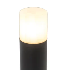 Lampe d'extérieur sur pied noire avec abat-jour opale blanc 30 cm IP44 - Odense