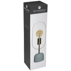 Lampe Edi - gris et doré - base effet marbre H44 cm - Atmosphera