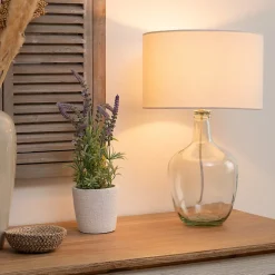 Lampe en coton H43,5cm blanc - Atmosphera