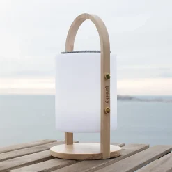Lampe enceinte bluetooth sans fil dimmable Woody Play Lumisky 100lm 10W IP44 90dB blanc froid blanc chaud multicolore l.19 x H.37 cm