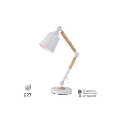 Lampe Flexo Architecte EDM Vintage en bois E27 Blanc 60W