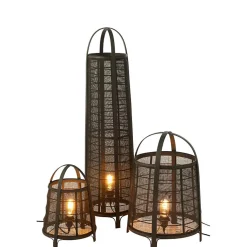 Lampe haute en tissu noir 26x26x100 cm