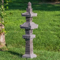 Lampe jardin japonais pierre de lave 1.50 m