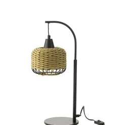 Lampe lanterne en métal et fibre verte 17x17x52 cm