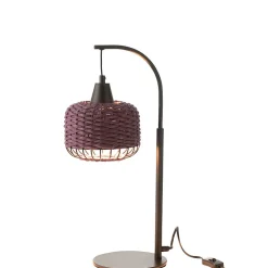 Lampe lanterne en métal et fibre marron 17x17x52 cm