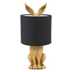 Lampe lapin doré abat-jour noir