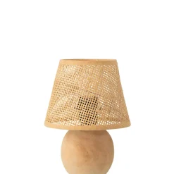 Lampe led à piles en bois beige 17x17x23 cm