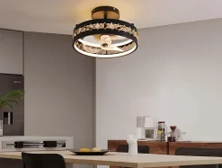 Lampe LED à ventilateur avec détails de finition en corde