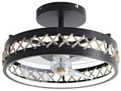 Lampe LED à ventilateur avec détails de finition en corde