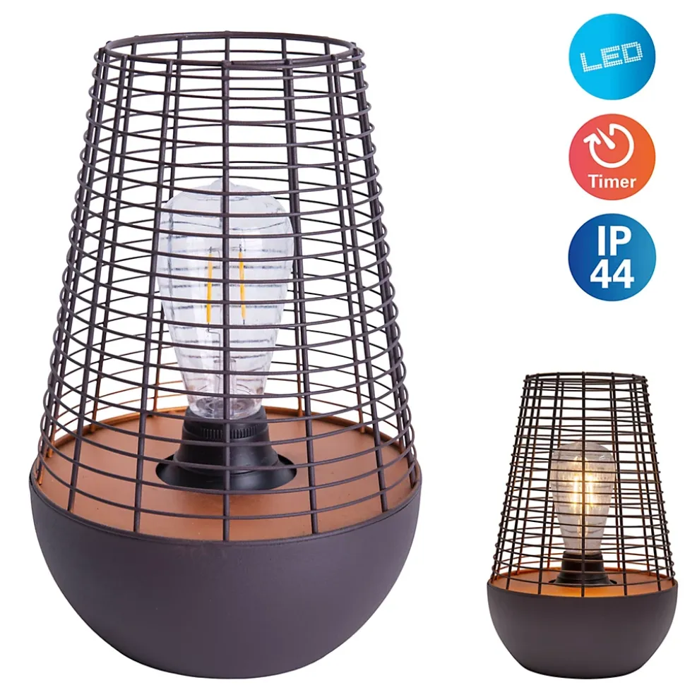 Lampe LED décorative de 27 cm de haut, en métal noir, LED fixe, décoration pour l'extérieur