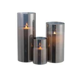 Lampe led en verre gris 10x10x25 cm