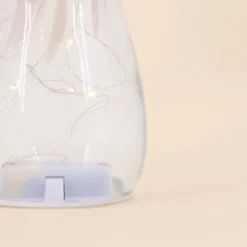 Lampe LED forme champignon en verre rose 18cm