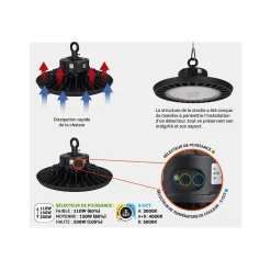 Lampe LED Industrielle Projecteur Led Eclairage 200W Entrepots Garages ASLO