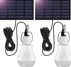 Lampe LED Solaire Extérieure à Suspendre 3W Avec 3,45M Câble, Lanterne Solaire Portable Avec Panneau Solaire, Ampoule LED Solaire