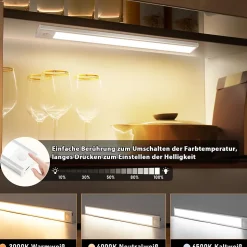 Lampe LED sous meuble NETTLIFE avec détecteur de mouvement, rechargeable par USB, 1 500 mAh, idéale pour un placard