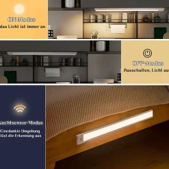 Lampe LED sous meuble NETTLIFE avec détecteur de mouvement, rechargeable par USB, 1 500 mAh, idéale pour un placard