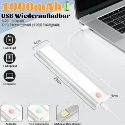 Lampe LED sous meuble NETTLIFE avec détecteur de mouvement, rechargeable par USB, 1 500 mAh, un couloir ou un placard