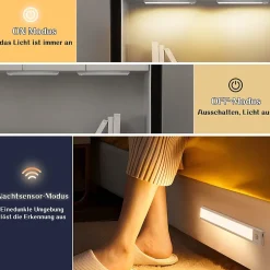 Lampe LED sous meuble NETTLIFE avec détecteur de mouvement, rechargeable par USB, 1 500 mAh, un couloir ou un placard