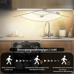 Lampe LED sous meuble NETTLIFE avec détecteur de mouvement, rechargeable par USB, 1 500 mAh, un couloir ou un placard