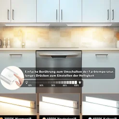 Lampe LED sous meuble NETTLIFE avec détecteur de mouvement, rechargeable par USB, 1 500 mAh, un couloir ou un placard