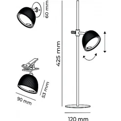 Lampe Magnetika rechargeable 20h d'autonomie USB-C Table Pince ou Murale avec accessoires inclus