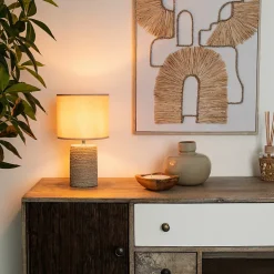 Lampe Melo - ivoire et blanc - céramique H34 cm - Atmosphera