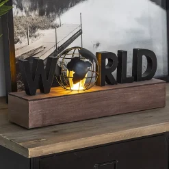 Lampe mot World - noir L38 cm - Atmosphera