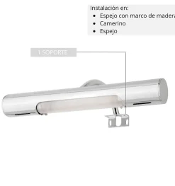 Lampe murale LED à crochets multiples pour miroir de salle de bain - Lumière blanche froide (5700K) - 28.4cm - Modèle haut