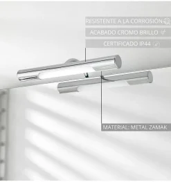 Lampe murale LED à crochets multiples pour miroir de salle de bain - Lumière blanche froide (5700K) - 28.4cm - Modèle haut