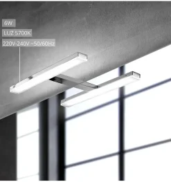 Lampe murale LED multi crochets pour miroir de salle de bain - Lumière blanche froide (5700K) - 28cm - Pegasus Model