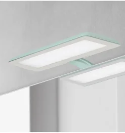 Lampe murale LED multi crochets pour miroir de salle de bain - Lumière blanche froide (5700K) - 30cm - Modèle Vesta (Aquamarine)