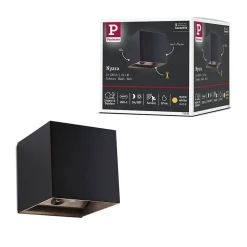 Lampe murale rechargeable à LED Nyara IP44 3000K 100x104mm 2x1W Noir