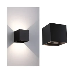 Lampe murale rechargeable à LED Nyara IP44 3000K 100x104mm 2x1W Noir